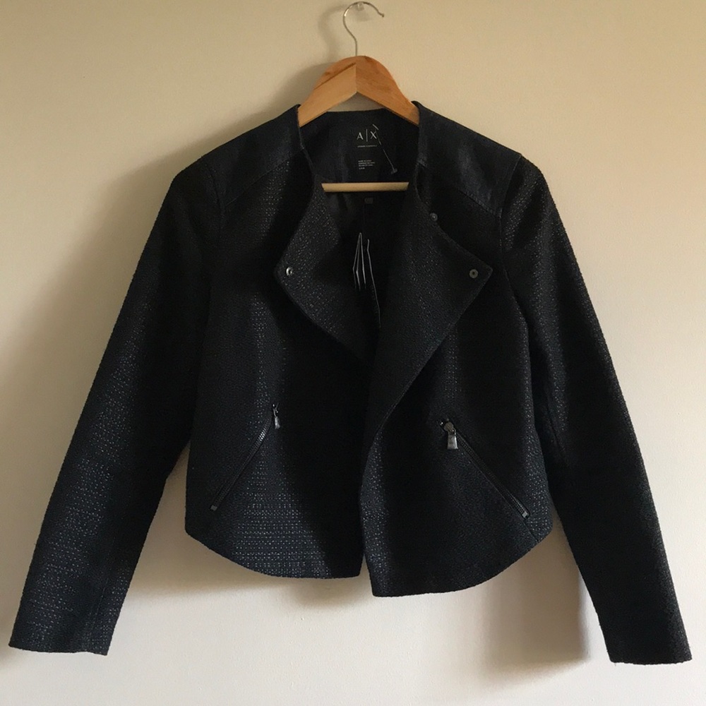 Pieced Tweed Moto Jacket